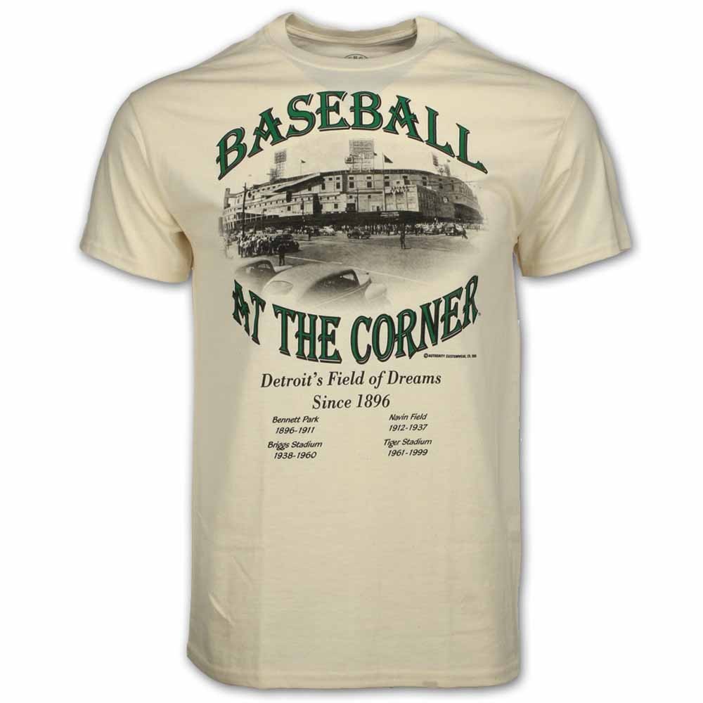Baseball At The Corner Antique Cream T-shirt - Vintage Detroit Collection