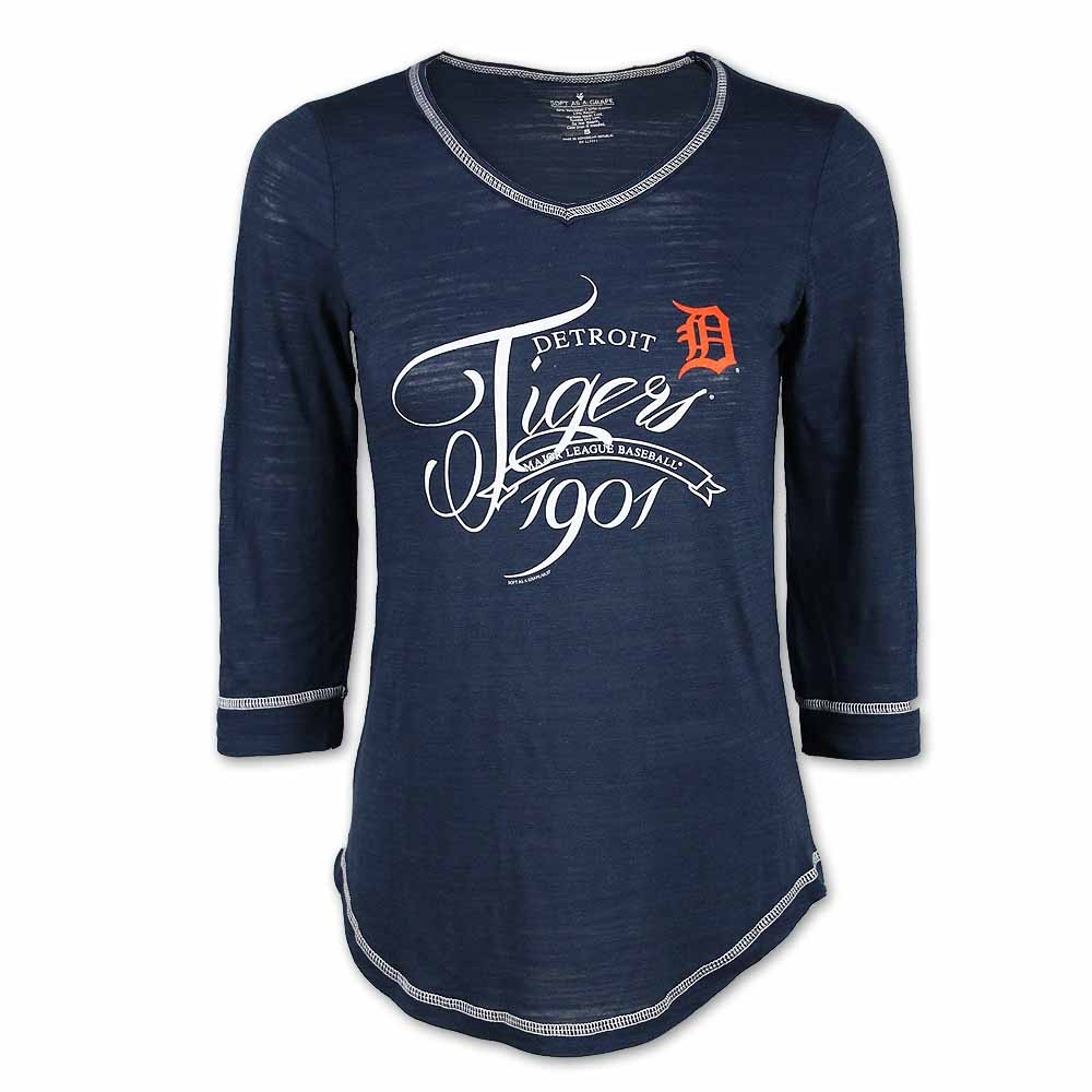 Detroit Tigers Women's 3/4 Sleeve T-Shirt - Vintage Detroit Collection