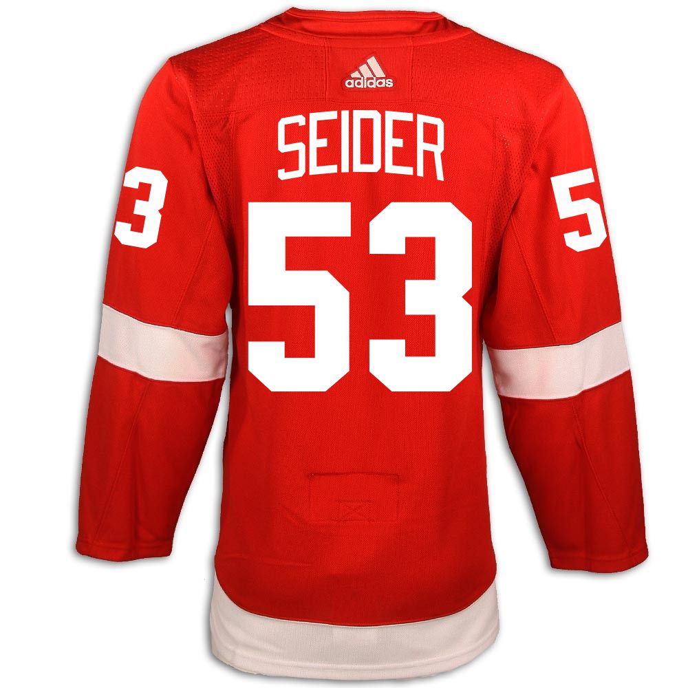 Moritz Seider #53 Detroit Red Wings Adidas Road Primegreen Authentic Jersey by Vintage Detroit Collection