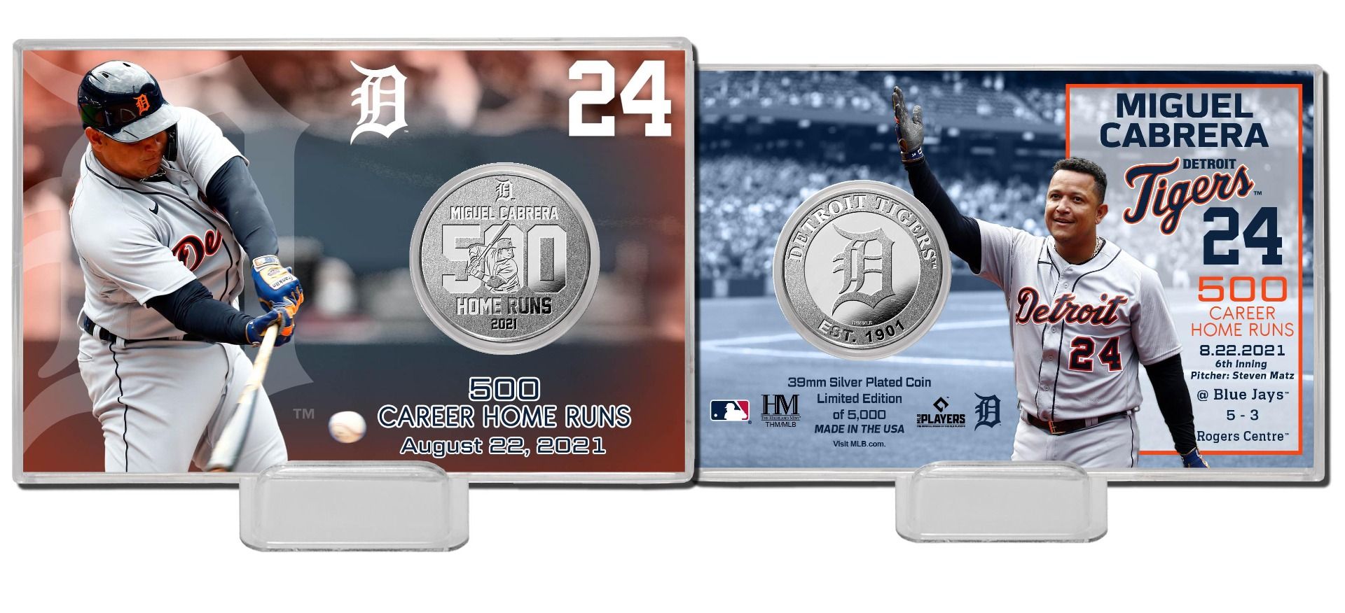 Miguel Cabrera 500th Career HR Silver Coin Card