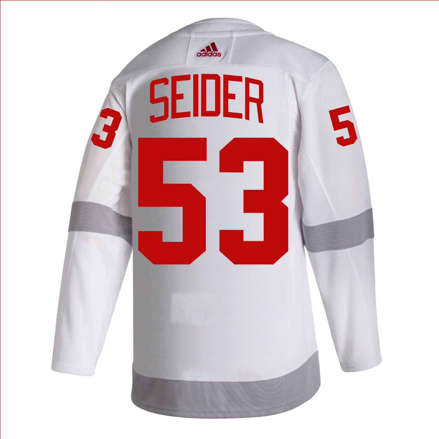 Moritz Seider #53 Detroit Red Wings Adidas Road Primegreen Authentic Jersey by Vintage Detroit Collection