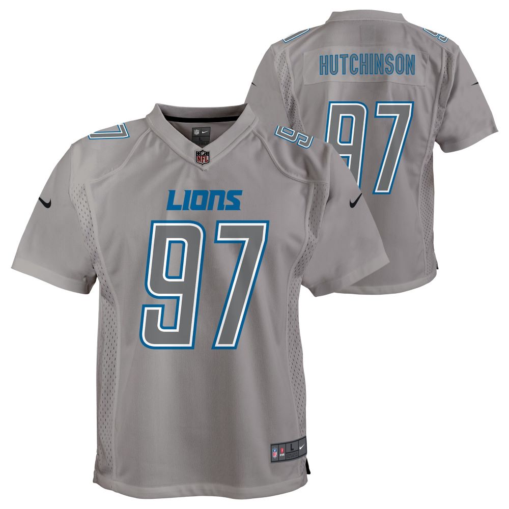 Detroit Lions Youth Atmosphere Gray Hutchinson #97 Jersey - Vintage Detroit  Collection